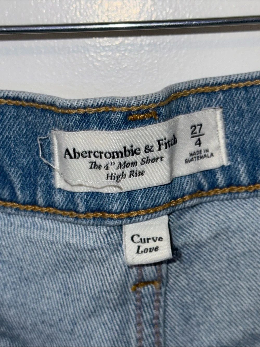 Abercrombie & Fitch Light Blue Distressed Denim Shorts Curve Love